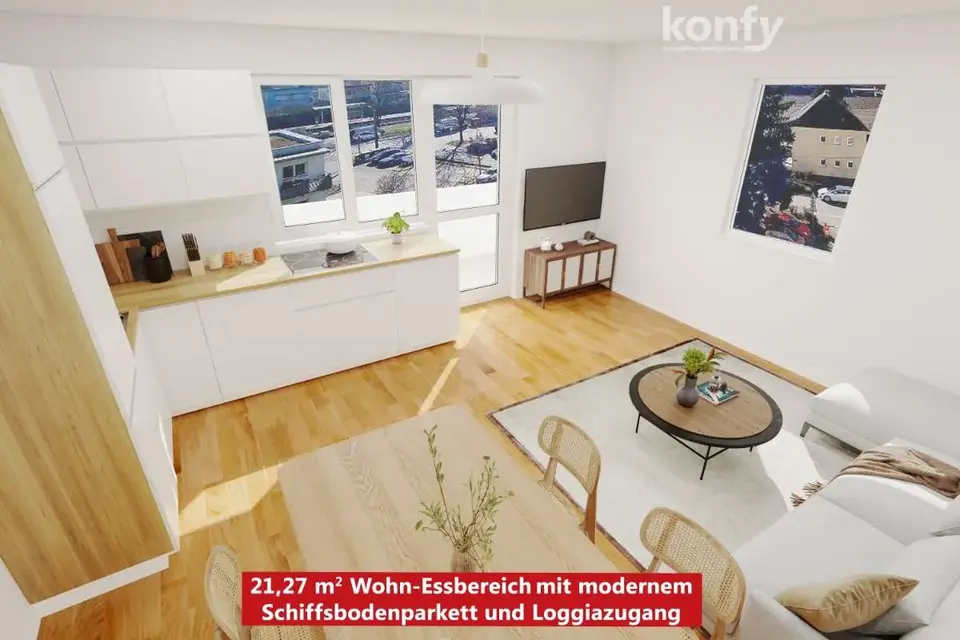 Nahe Erholungsgebiet Florianiberg: Bis zu 4-Zimmer mit Lift, Kunststofffenster und Loggia! Wahlweise auch mit Fußbodenheizung!