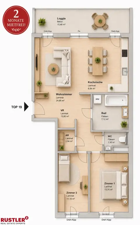 2 MONATE MIETFREI | Modern wohnen - 3 Zimmerwohnung nahe Citypark