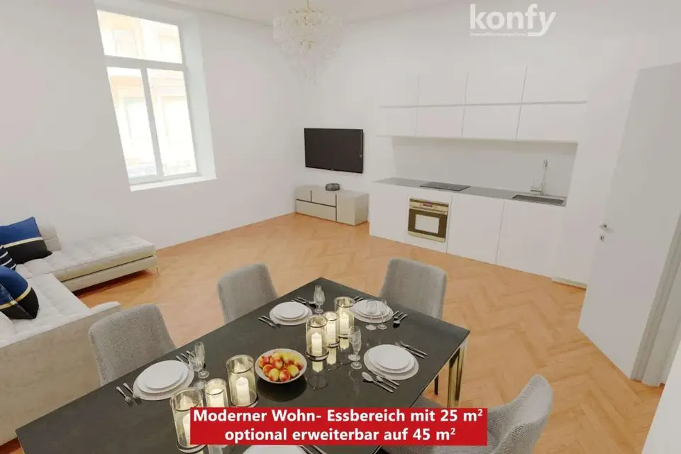 Nur 210 m zur TU-Neue Technik: 2 oder 3-Zimmer mit Fischgrätparkett, Feinsteinzeugfliesen, Lift und Altbaucharme in der Grazer Innenstadt. Optional sogar mit Fußbodenheizung!